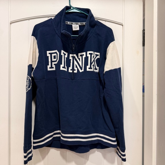 Victoria's Secret Other - Victoria's Secret PINK Navy and White Logo Pullover